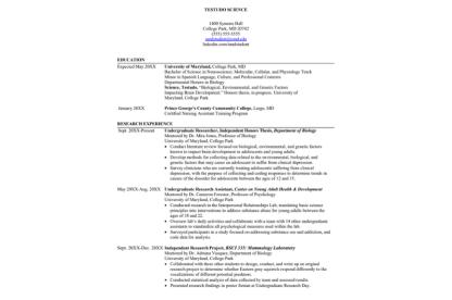 A screenshot image of the cmns resume example.