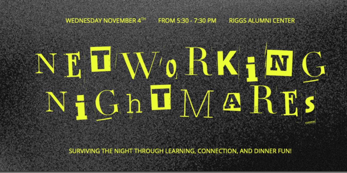 Networking Nightmares flyer including event details. 