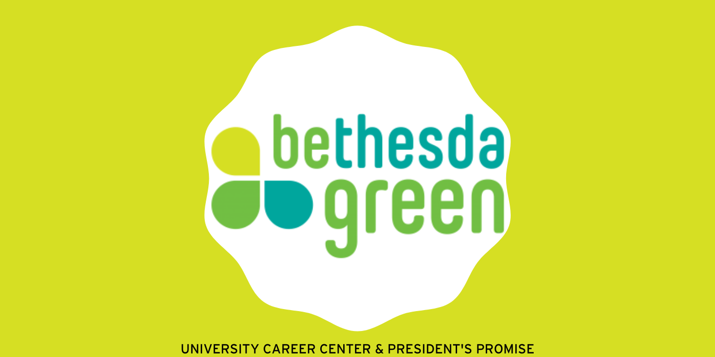 Bethesda Green logo in a scalloped circle surrounded by a green-yellow background