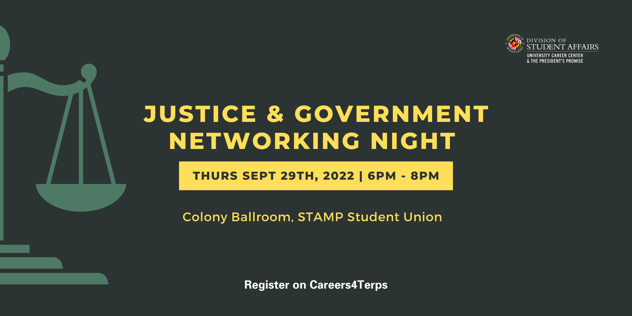 Graphic: Justice & Government Networking Night 9.29