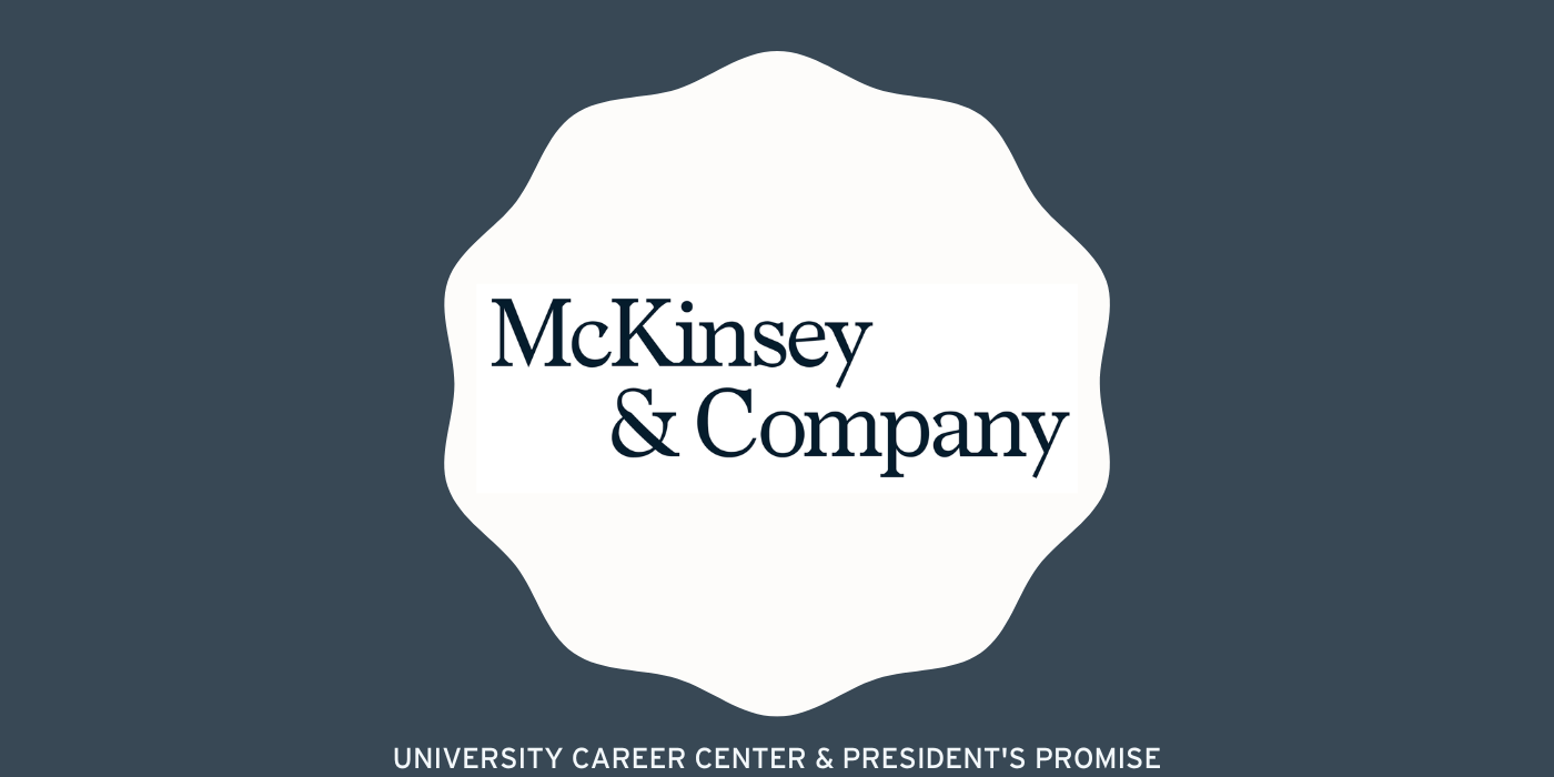 McKinsey & Company in a white scalloped circle in a dark grey rectangle