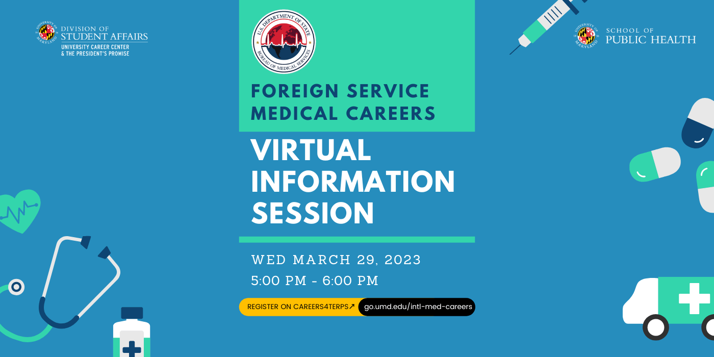 Graphic: Foreign Services Medical Careers Info Session 3.29.23