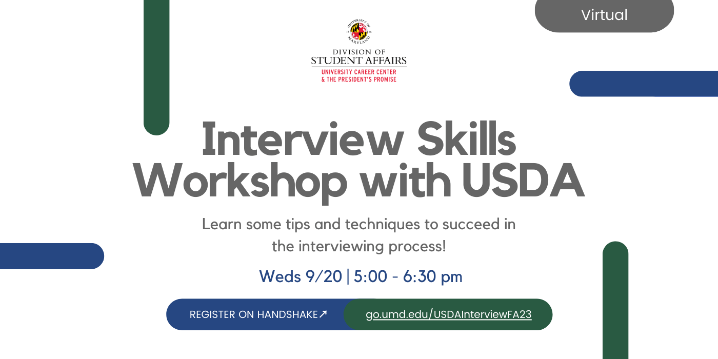 A promotional image for the Interview Skills workshop with USDA.