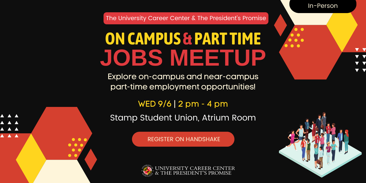 A promotional image for the on campus part time jobs meetup. 