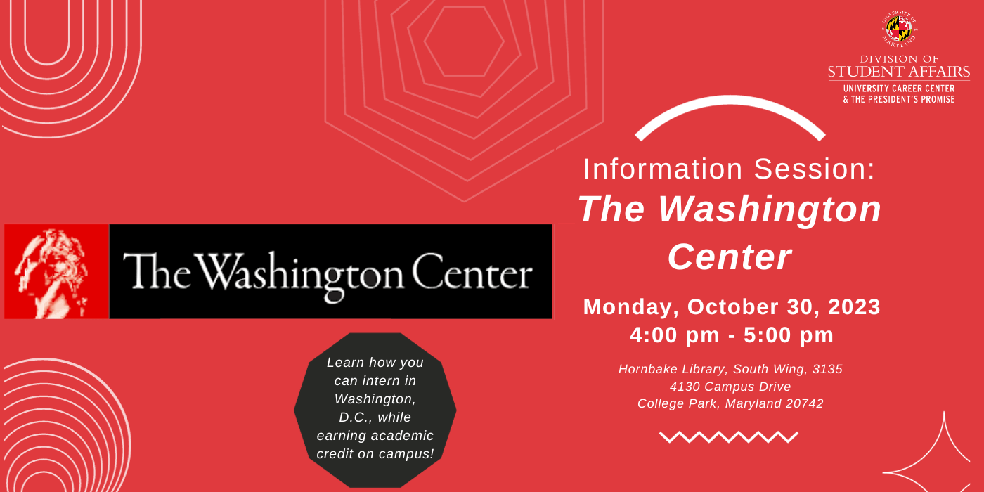 Promotion for the Washington Center information session.