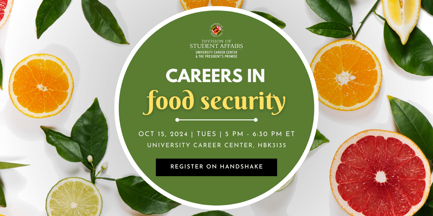 A promotion for the Careers in Food Security event featuring event details. 