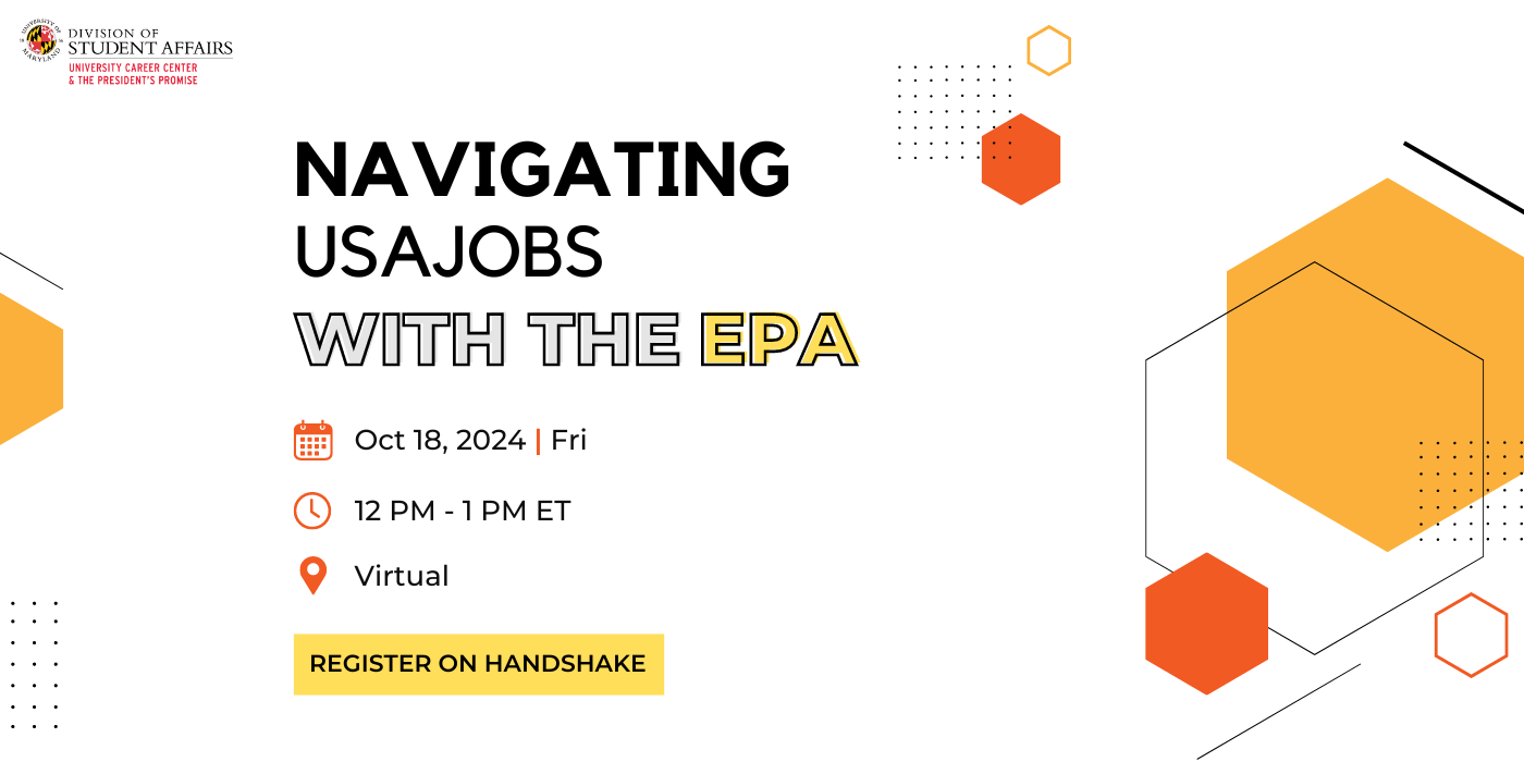 A promotional image for the Navigating USAJOBS with the EPA event featuring event details. 