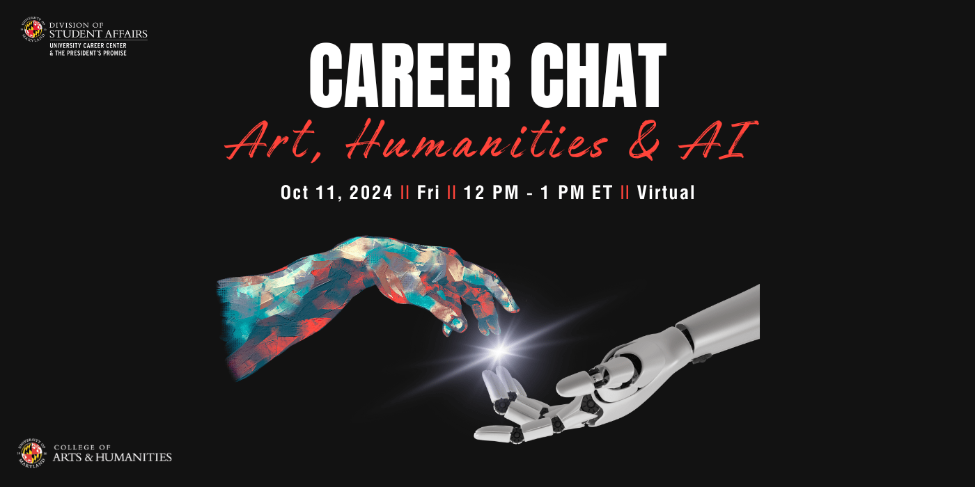 Promotion for Career Chat: Art, Humanities & AI.