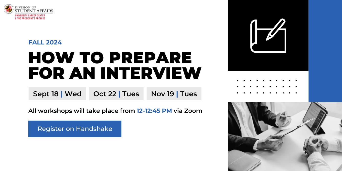 Promotion for the How to Prepare for an interview workshop.