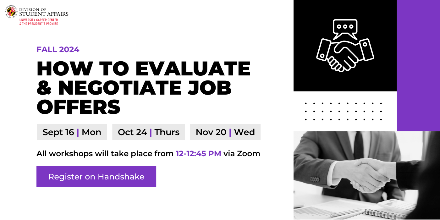 Promotion for the How to Evaluate and negotiate job offers workshop.