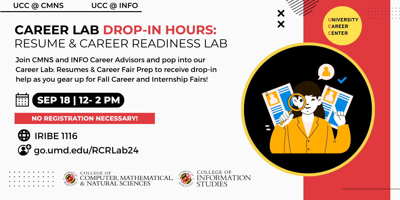 Career Lab Drop-inHours Resume and career readiness lab promotion.