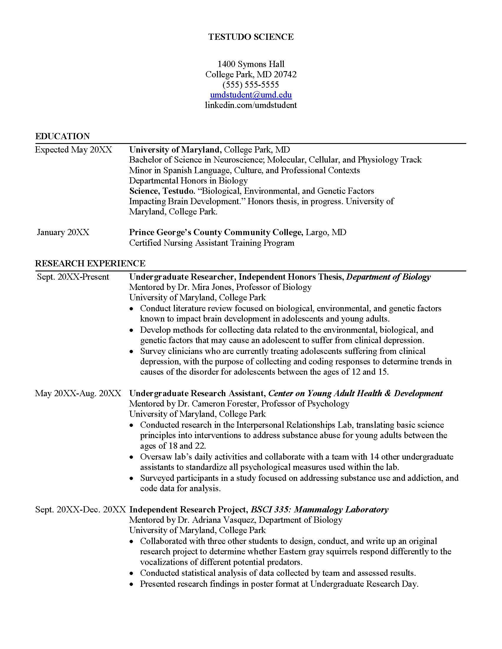 A CV example.