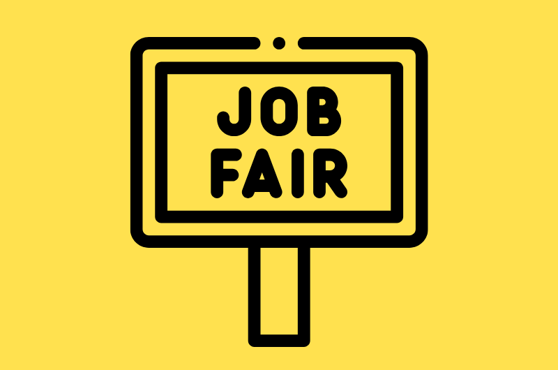 A sign with the text, "Job Fair"