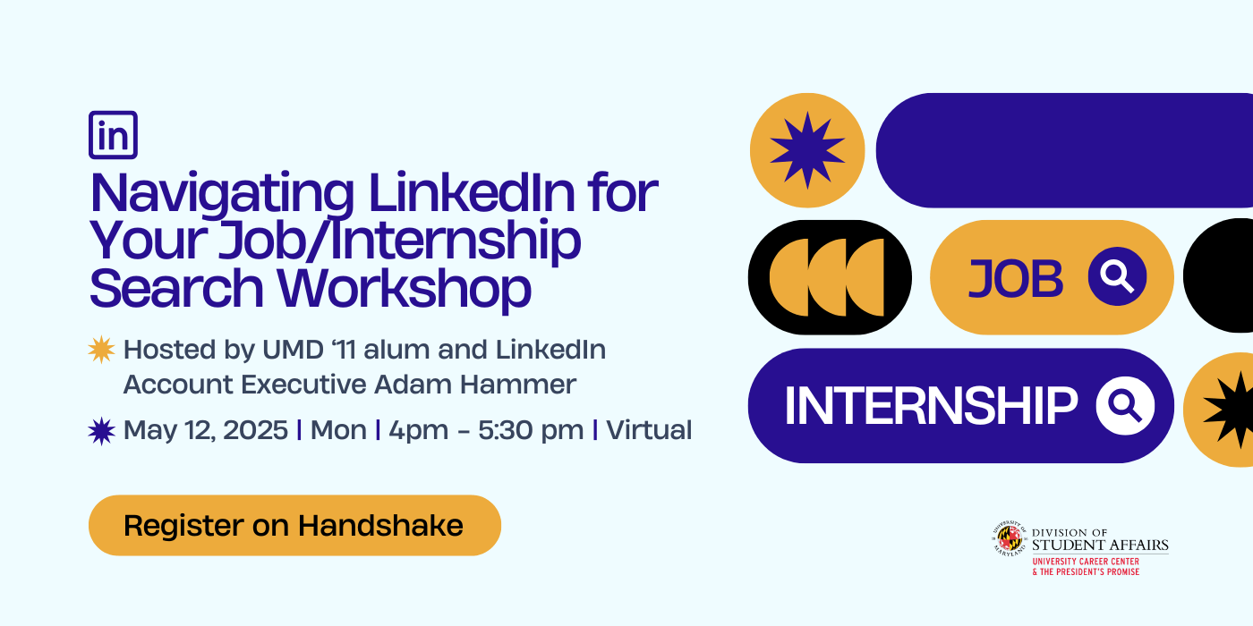 The words Job and Internship are in a search bar image to the right of a body of text describing the workshop.