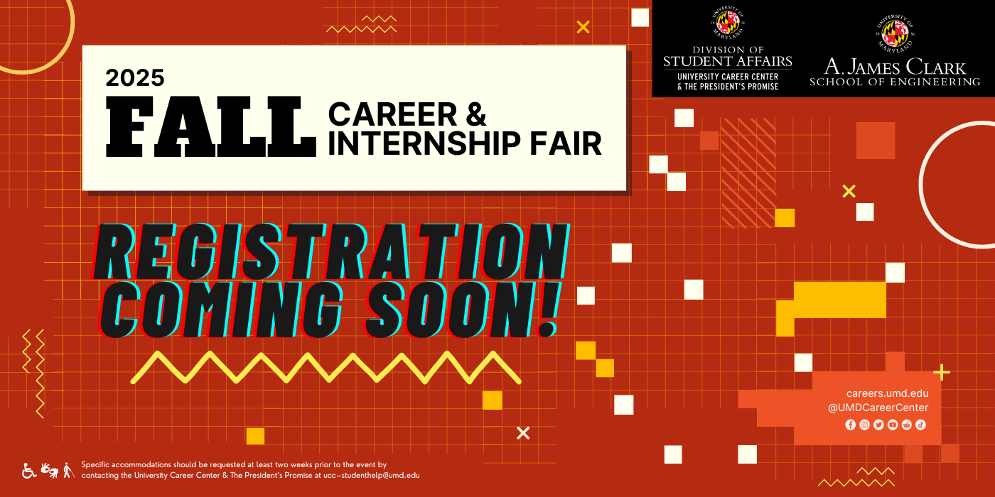 2025 Fall Career & Internship Fair Graphic promotion with Coming Soon text!