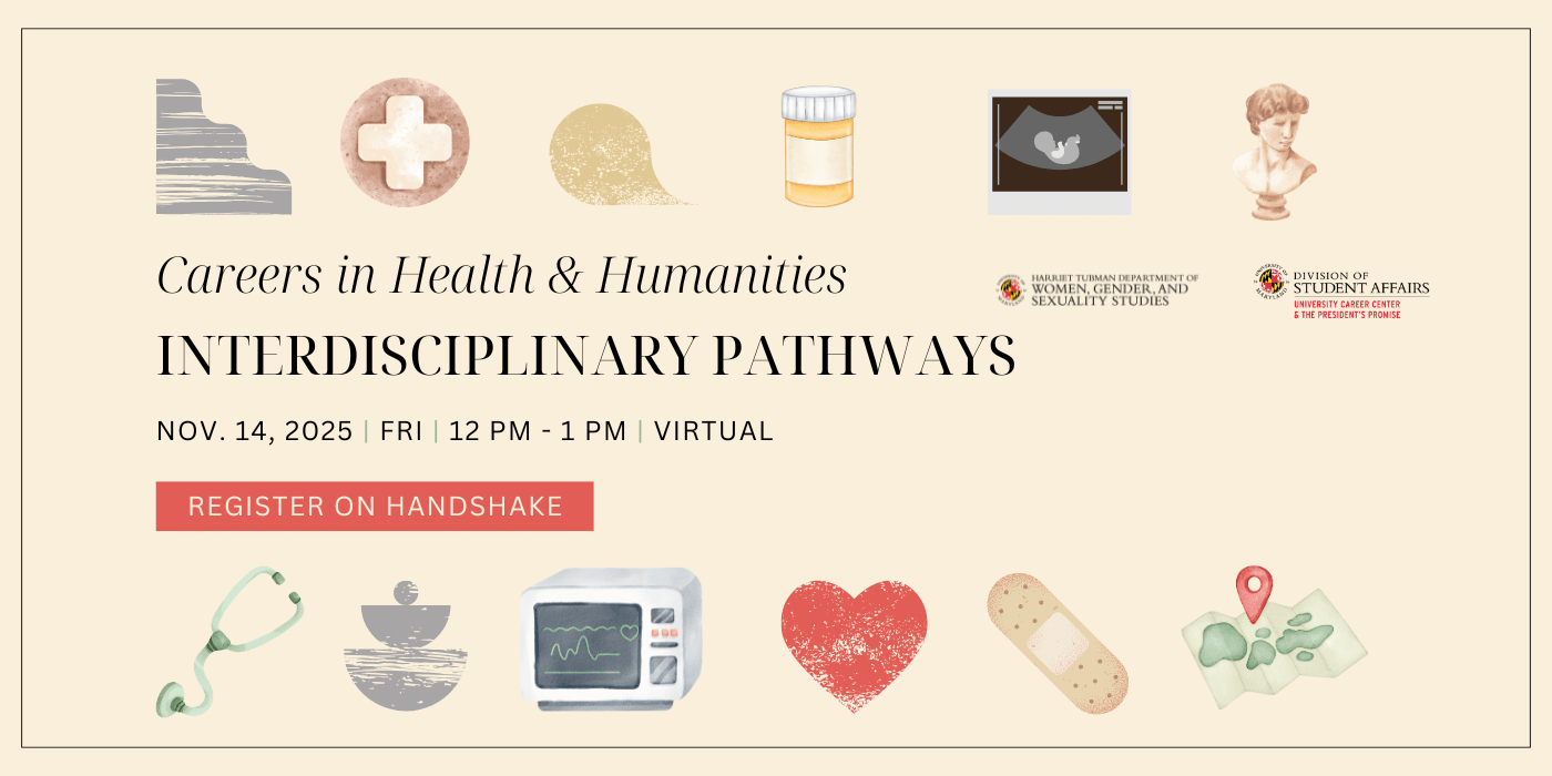 Different medical related graphics are strewn around the image.