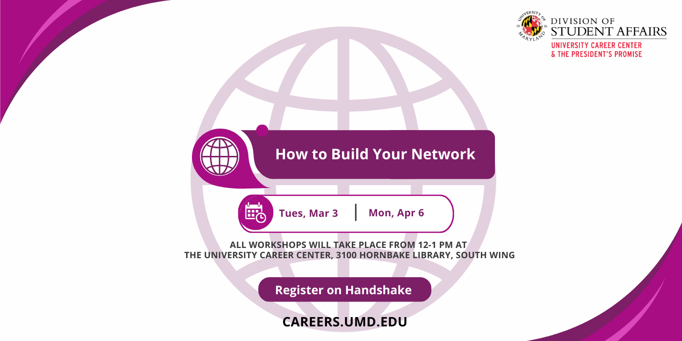 Promotional infographic for the How to Build Your Network Workshop.