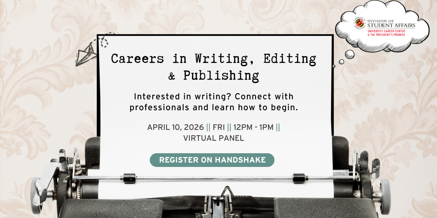 A promotional infographic promoting careers in writing, editing, and publishing.
