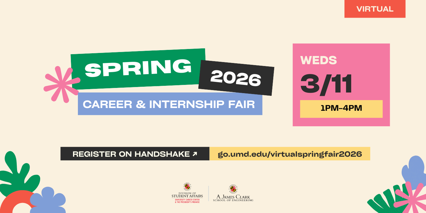 Infographic for the Spring 2026 Virtual Career & Internship Fair