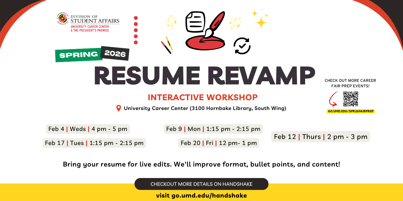 Promotional Infographic for the Resume Revamp Interactive Workshop.