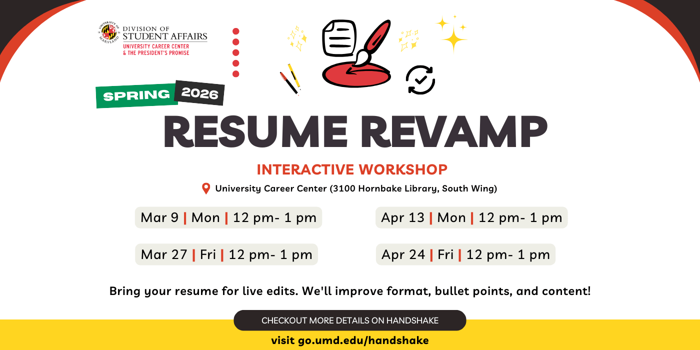 Promotional Infographic for the Resume Revamp workshop.