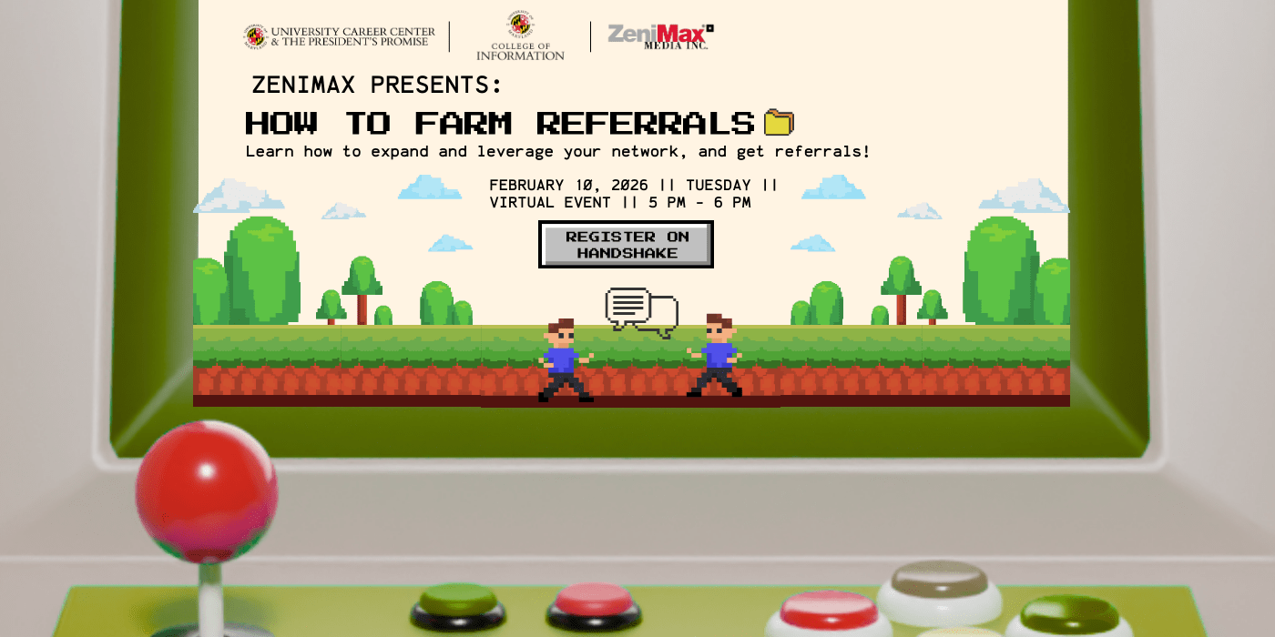 A promotional infographic for the hot to farm referrals workshop with Zenimax.