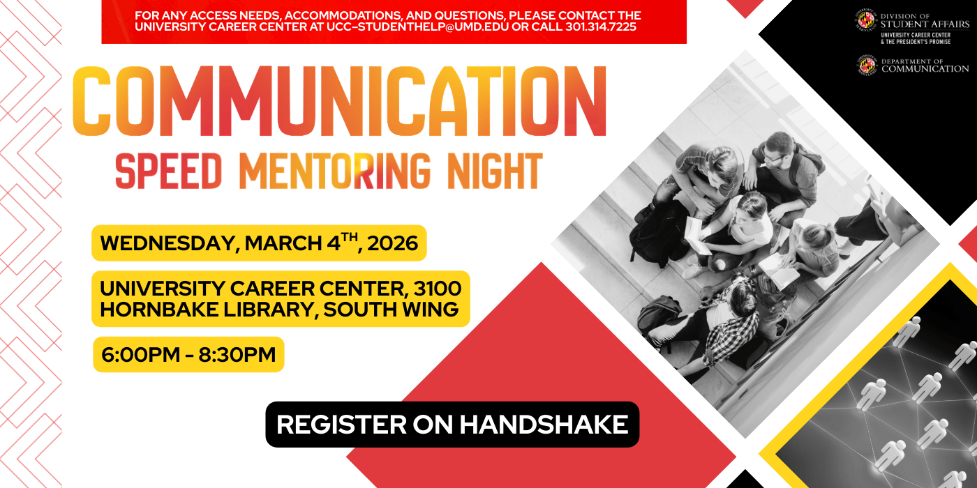 Promotional infographic for the communication speed mentoring night event.