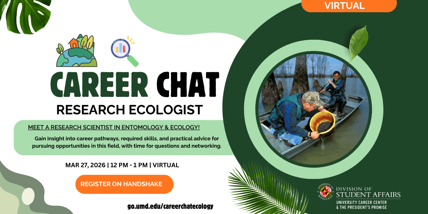 A promotional infographic for the career chat with a research ecologist workshop.