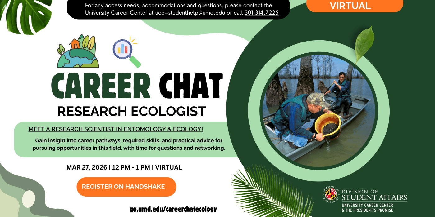 A promotional infographic for the career chat research ecologist workshop.