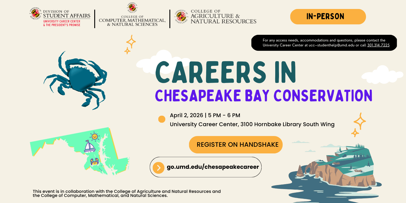 a  promotional infographic for the career in Chesapeake bay conservation workshop.
