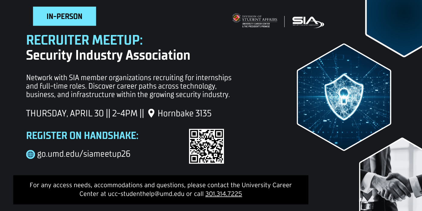 An infographic for the Recruiter Meetup security Industry Association workshop, which includes even details, and security related images.