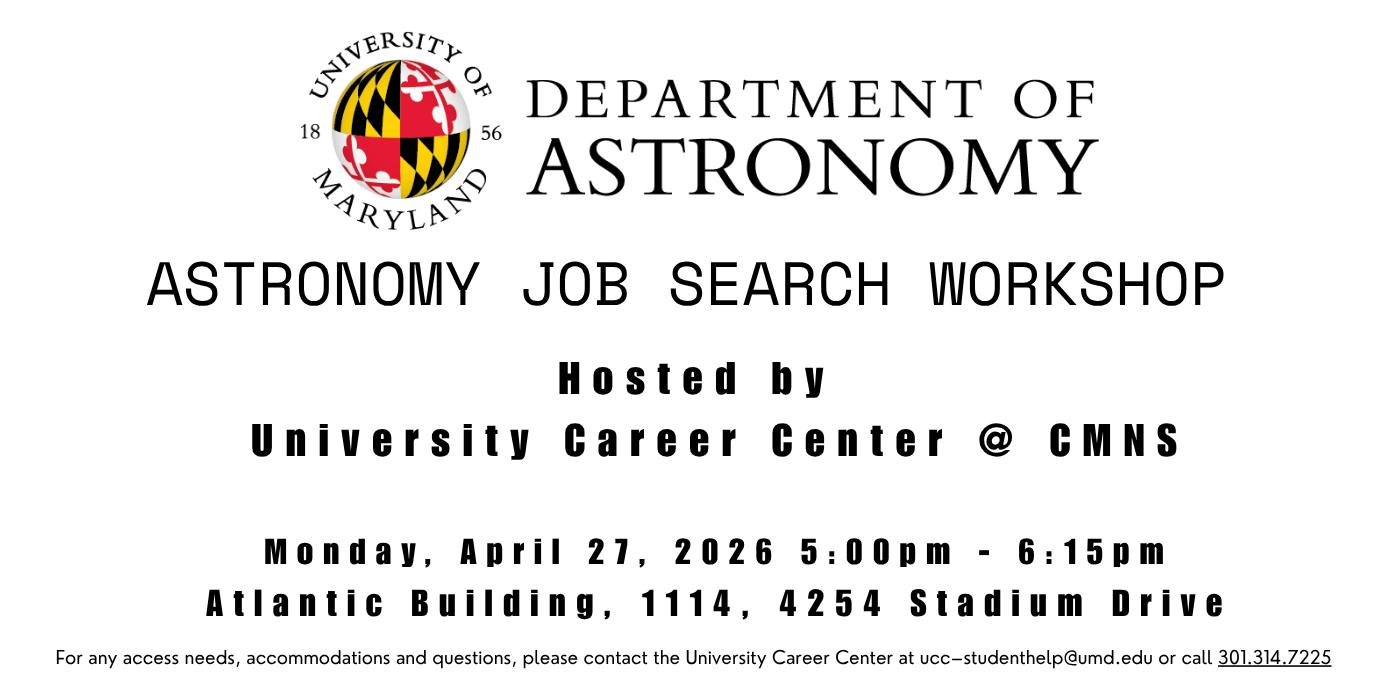 Infographic for Department of Astronomy's Job Search Workshop.