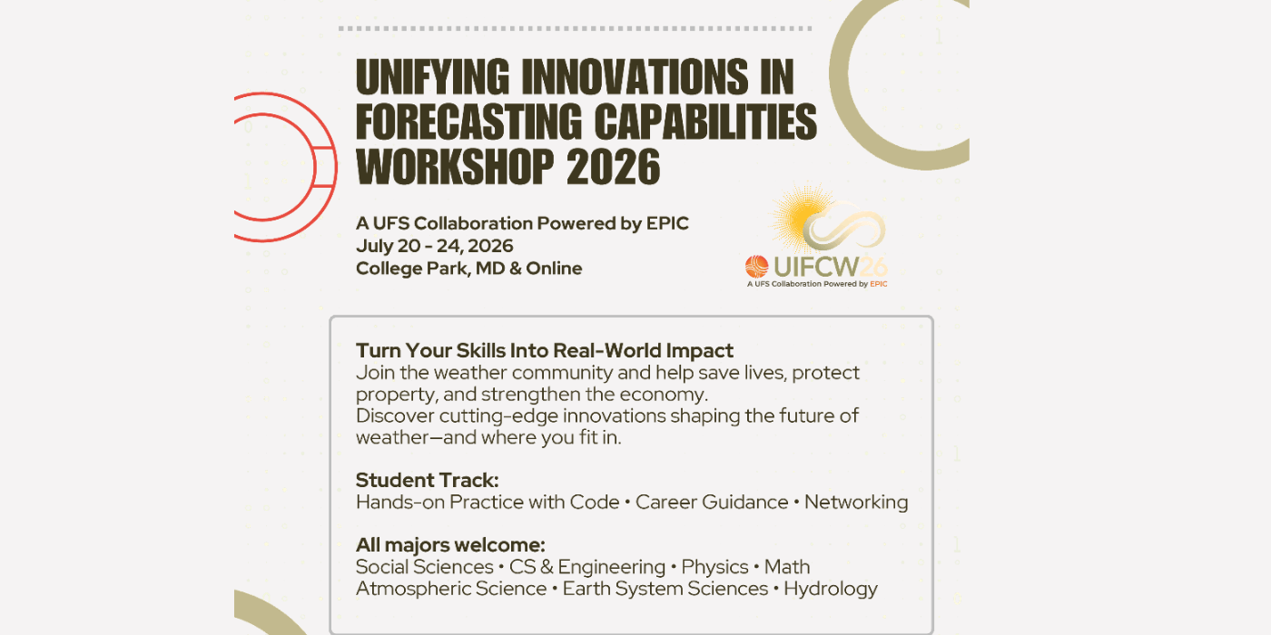 An event infographic for the Unifying Innovations in Forecasting Capabilities Workshop 2026.