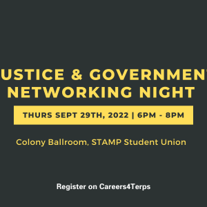 Graphic: Justice & Government Networking Night 9.29