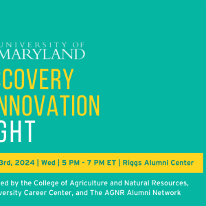 AGNR Discovery & Innovation Night promotion featuring event details and various small graphical images related to agriculture. 