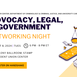 A promotion for the advocacy, Legal, & Government networking night event including event date, time, and location. 