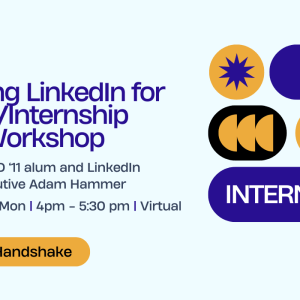 The words Job and Internship are in a search bar image to the right of a body of text describing the workshop.