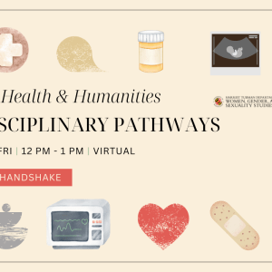 Different medical related graphics are strewn around the image.