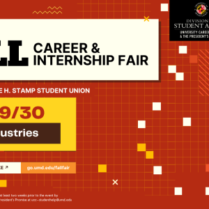 Fall Career & Internship Fair banner featuing event time, dates, and sponsor:Navsea.