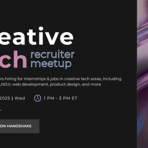 Creative Tech recruiter meet up promotion with event details. 