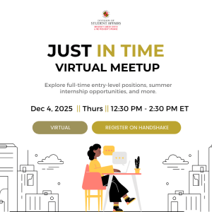 A woman is sitting at her desk working on a computer surrounded by a city.