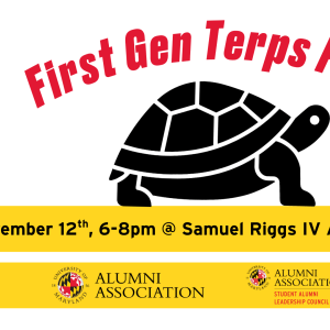 An infographic including event details for the First Gen Terps Panel.
