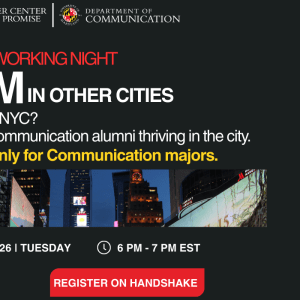 Infographic promotion for the Comm in other cities networking event.