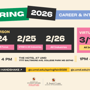 Promotional infographic for the Spring 2026 Career & Internship Fair. 