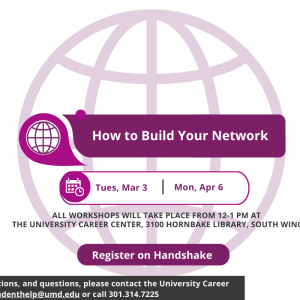 Promotional infographic for the How To Build your network workshop.