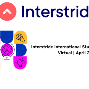 Promotional infographic for the Interstride Internationa; Student Career Summit virtual event. 