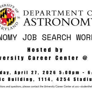 Infographic for Department of Astronomy's Job Search Workshop.