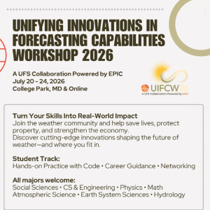 An event infographic for the Unifying Innovations in Forecasting Capabilities Workshop 2026.