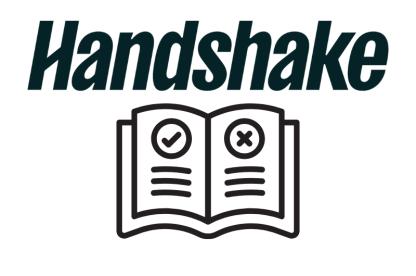 Handshake text is written above a open booklet.